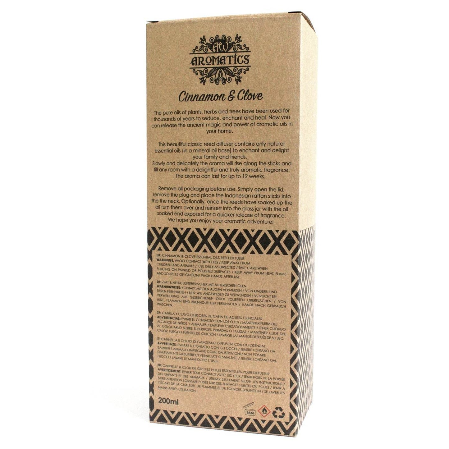 Zimt & Nelke Ätherisches Öl Rattanstäbchen Diffusor 200ml - Rattanstäbchen-Diffusor - Hauttempel