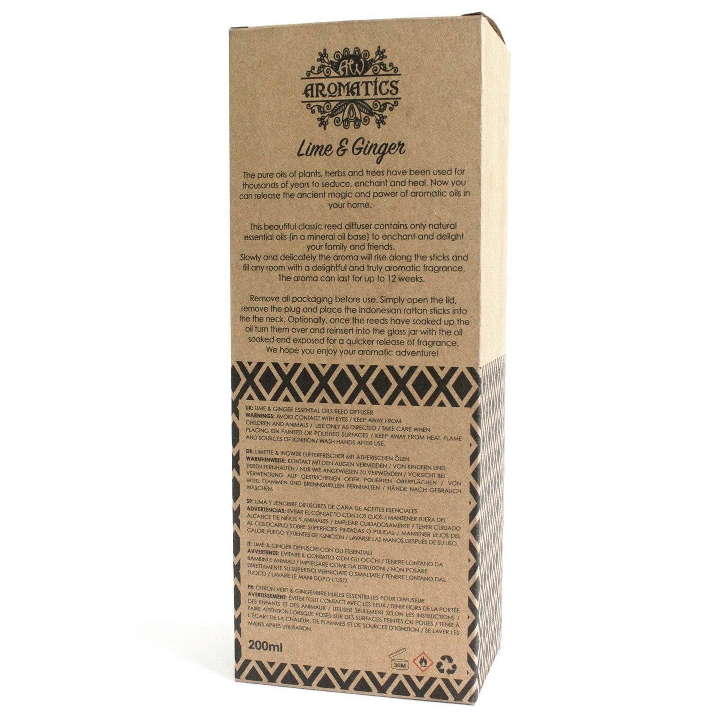 Limette & Ingwer Ätherisches Öl Rattanstäbchen Diffusor 200ml - Rattanstäbchen-Diffusor - Hauttempel