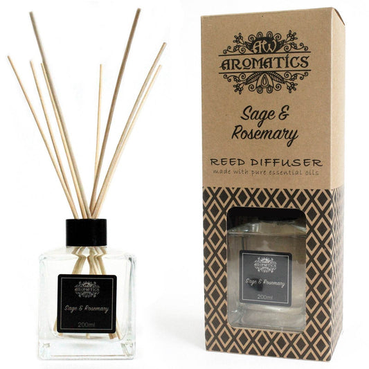 Salbei & Rosmarin Ätherisches Öl Rattanstäbchen Diffusor 200ml - Rattanstäbchen-Diffusor - Hauttempel