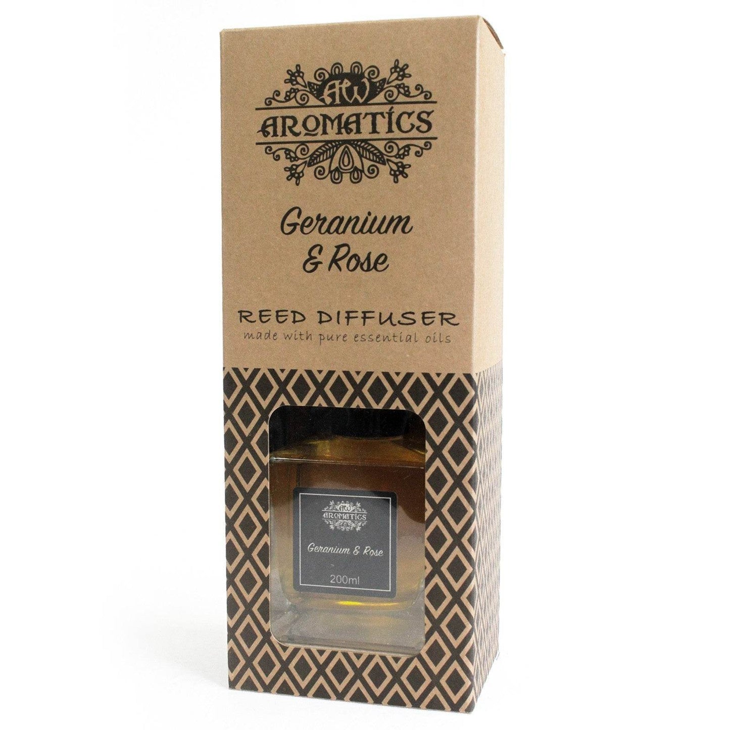 Geranie & Rose Ätherisches Öl Rattanstäbchen Diffusor 200ml - Rattanstäbchen-Diffusor - Hauttempel