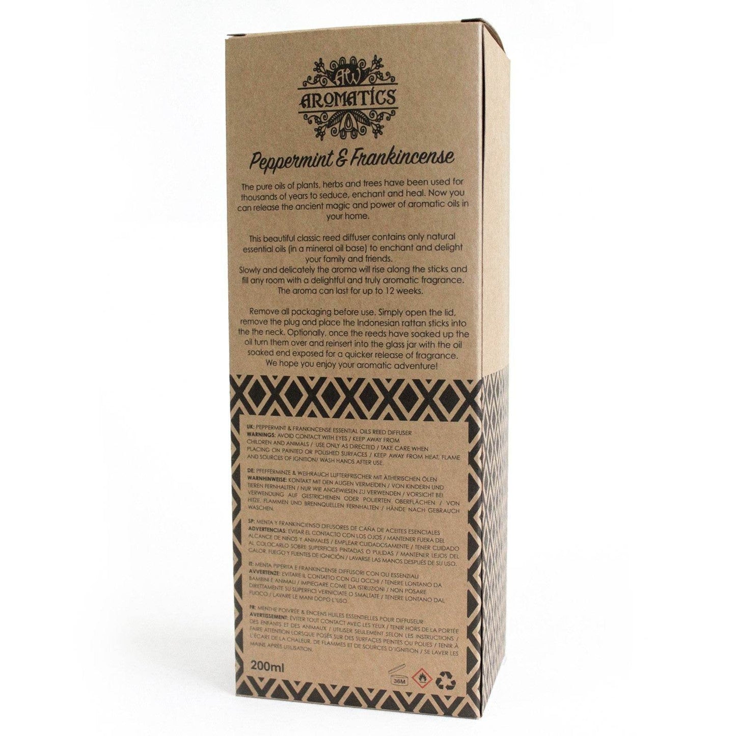 Pfefferminze & Weihrauch Ätherisches Öl Rattanstäbchen Diffusor 200ml - Rattanstäbchen-Diffusor - Hauttempel