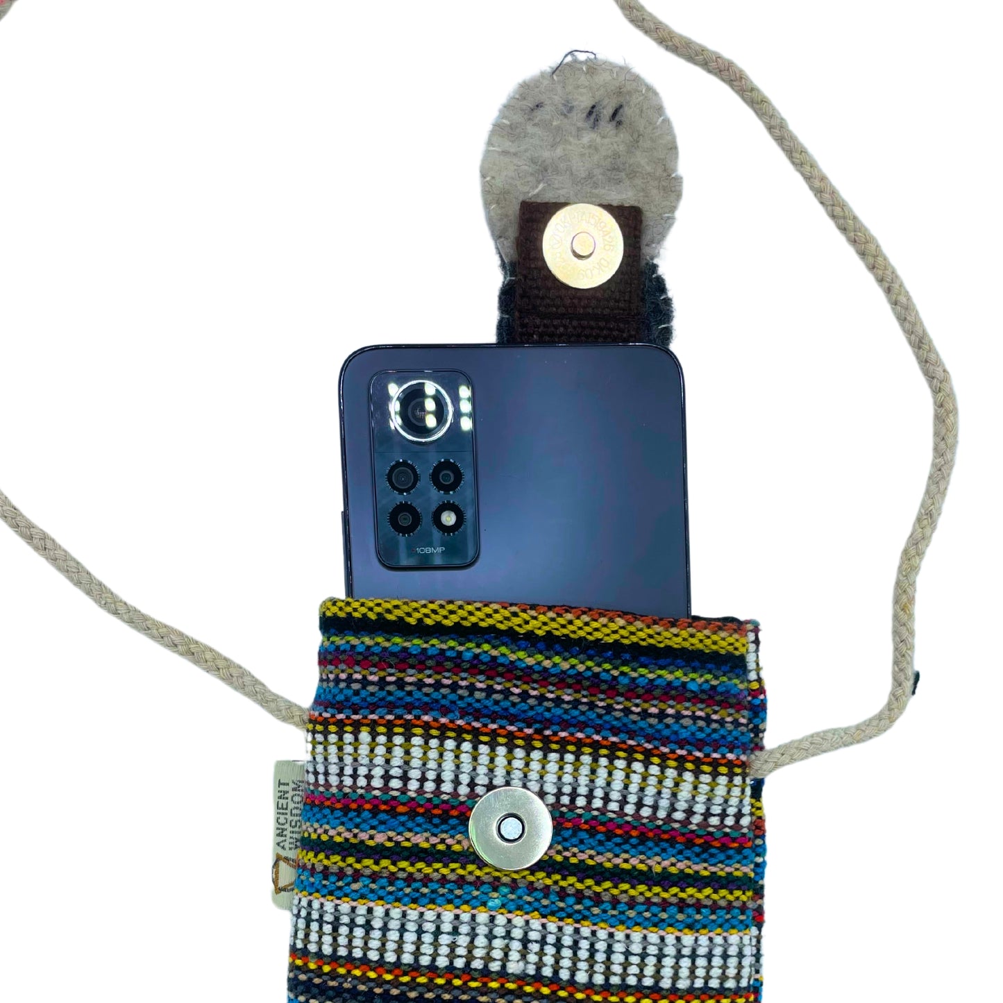 Handytasche - Bunt und weiße Streifen & Eulendekor