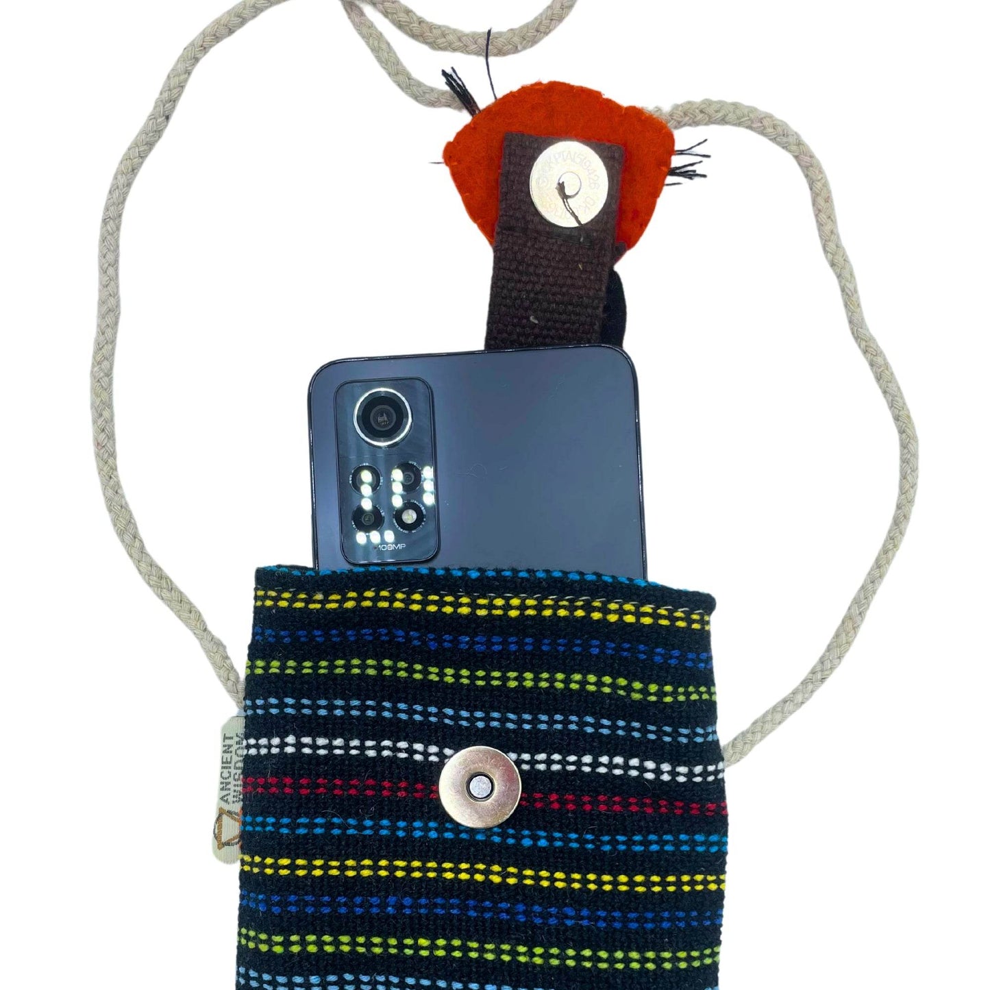 Handytasche - Dunkle Streifen & Fuchsdekor - Handytasche - Hauttempel