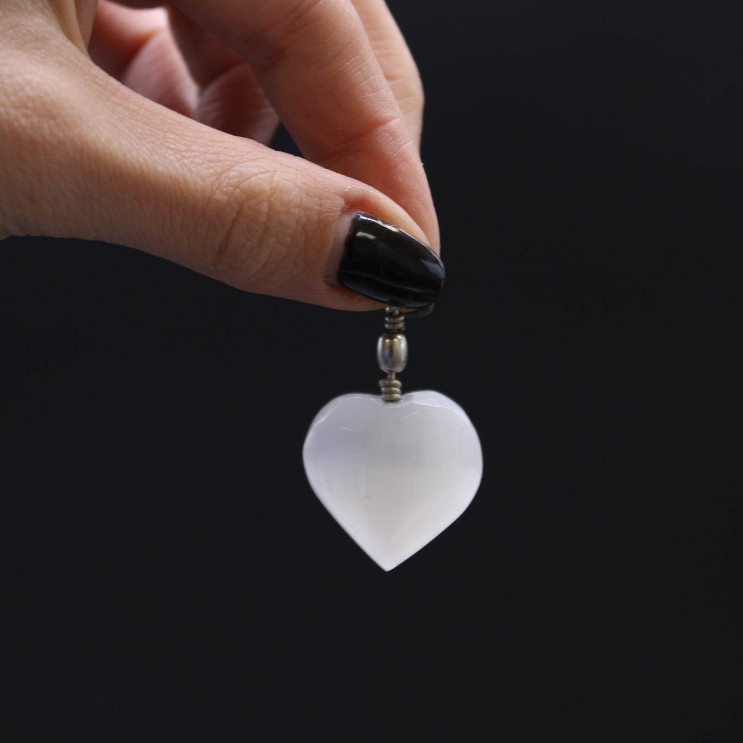 Selenit Anhänger - Herz - Anhänger - Hauttempel