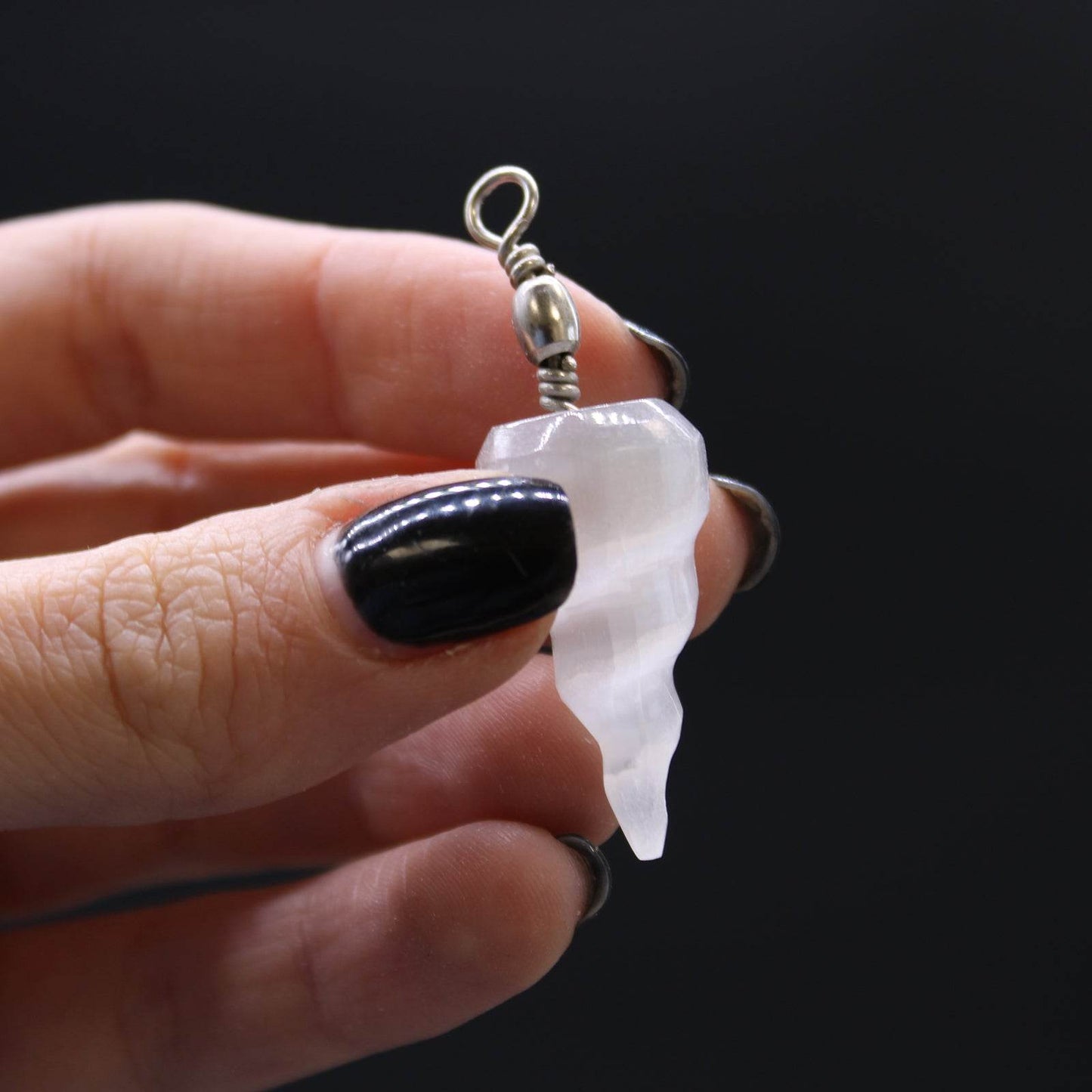 Selenit Anhänger - Spirale - Anhänger - Hauttempel