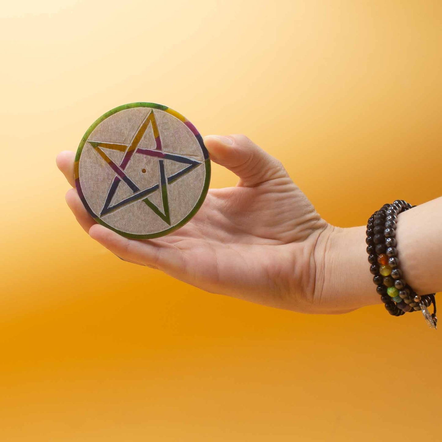 Räucherstäbchenhalter "Pentagramm" Speckstein ca. 8cm