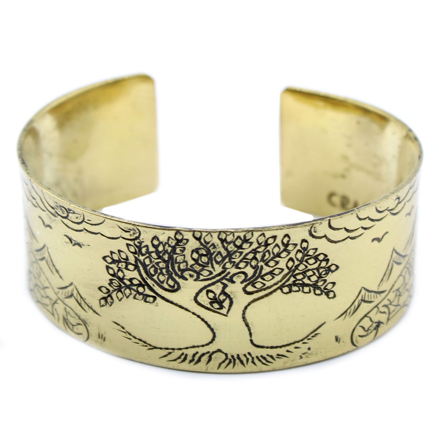 Tibetischer Mantra Armreif "Baum des Lebens" - Messing