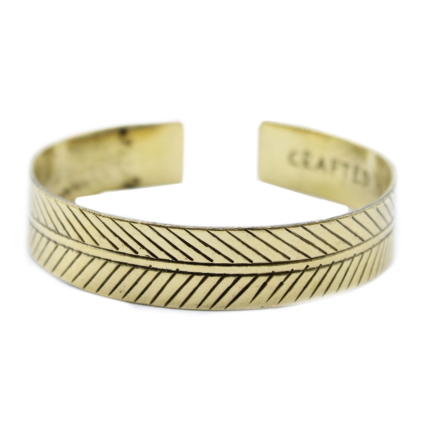 Tibetisches Armband "Großes Tribal Blatt" - Messing