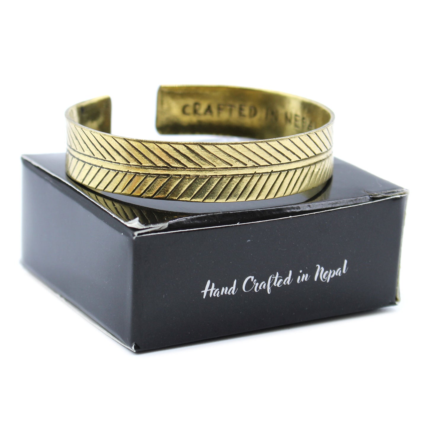 Tibetisches Armband "Großes Tribal Blatt" - Messing