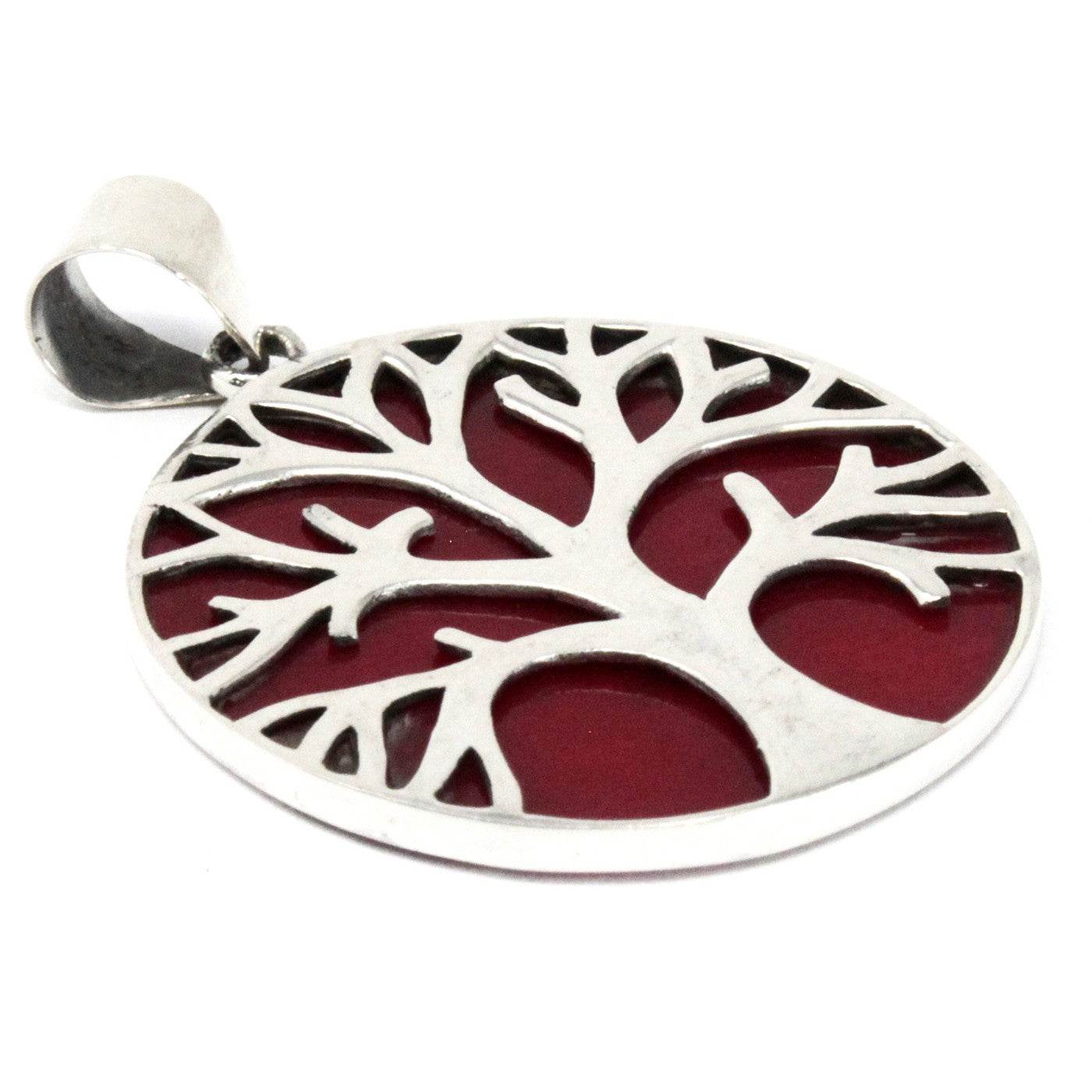 Lebensbaum Anhänger 925 Silber 30mm - Koralleneffekt - Silberschmuck - Hauttempel