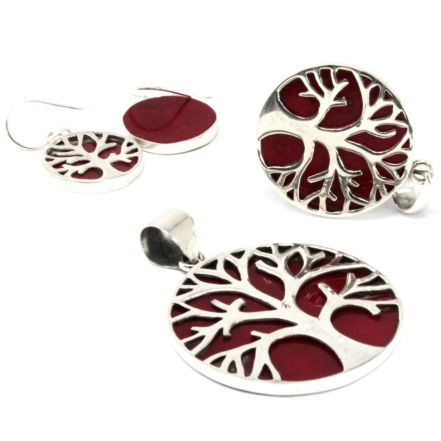 Ohrringe & Kettenanhänger "Lebensbaum" 925 Silber - 3 Designs