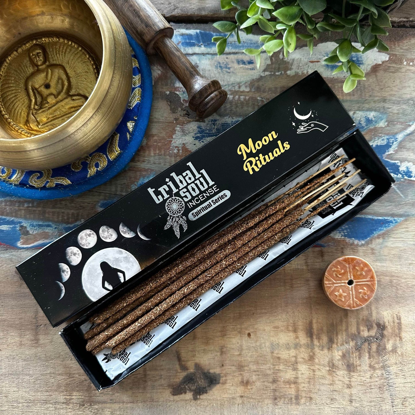 TRIBAL SOUL Räucherstäbchen & Keramikhalter - Mondritual - Räucherstäbchen - Hauttempel