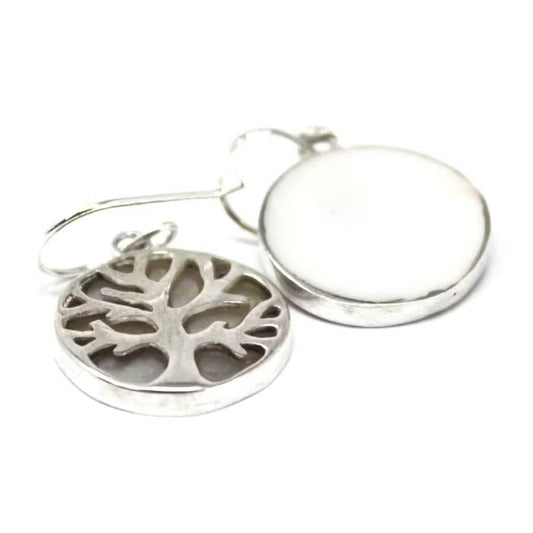 Lebensbaum Ohrringe 925 Silber 15mm - Perlmutt - Silberschmuck - Hauttempel