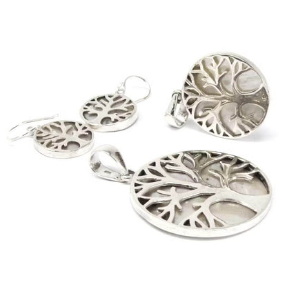 Lebensbaum Ohrringe 925 Silber 15mm - Perlmutt - Silberschmuck - Hauttempel