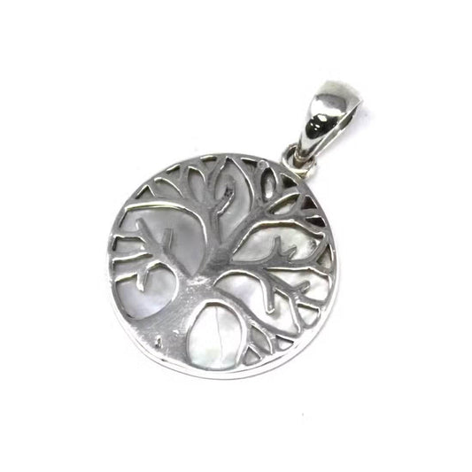 Lebensbaum Anhänger 925 Silber 22mm - Perlmutt - Silberschmuck - Hauttempel