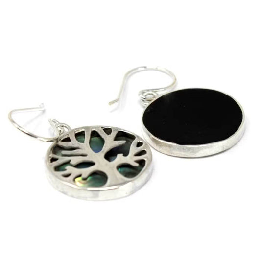 Lebensbaum Ohrringe 925 Silber 15mm - Abalone - Silberschmuck - Hauttempel