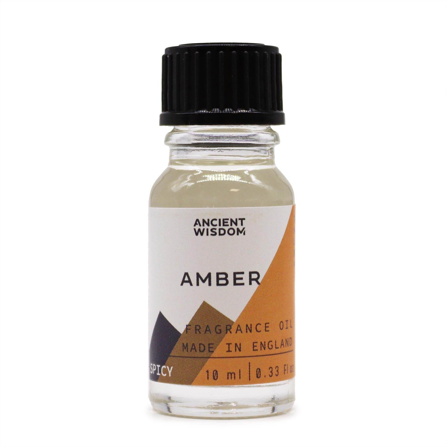Raumduftöl Amber – 10-ml-Flasche mit schwarzem Deckel, Freisteller