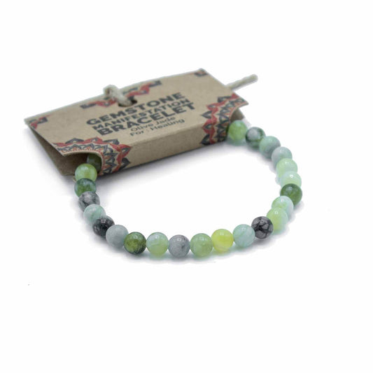 Oliven Jade Manifestation Armband - Healing - Armschmuck - Hauttempel