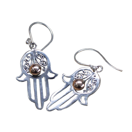 Ohrschmuck HAMSA 925er Silber & 18 karätiges Gold in Geschenkbox - Silver & Gold Jewellery - Gift boxed - Hauttempel