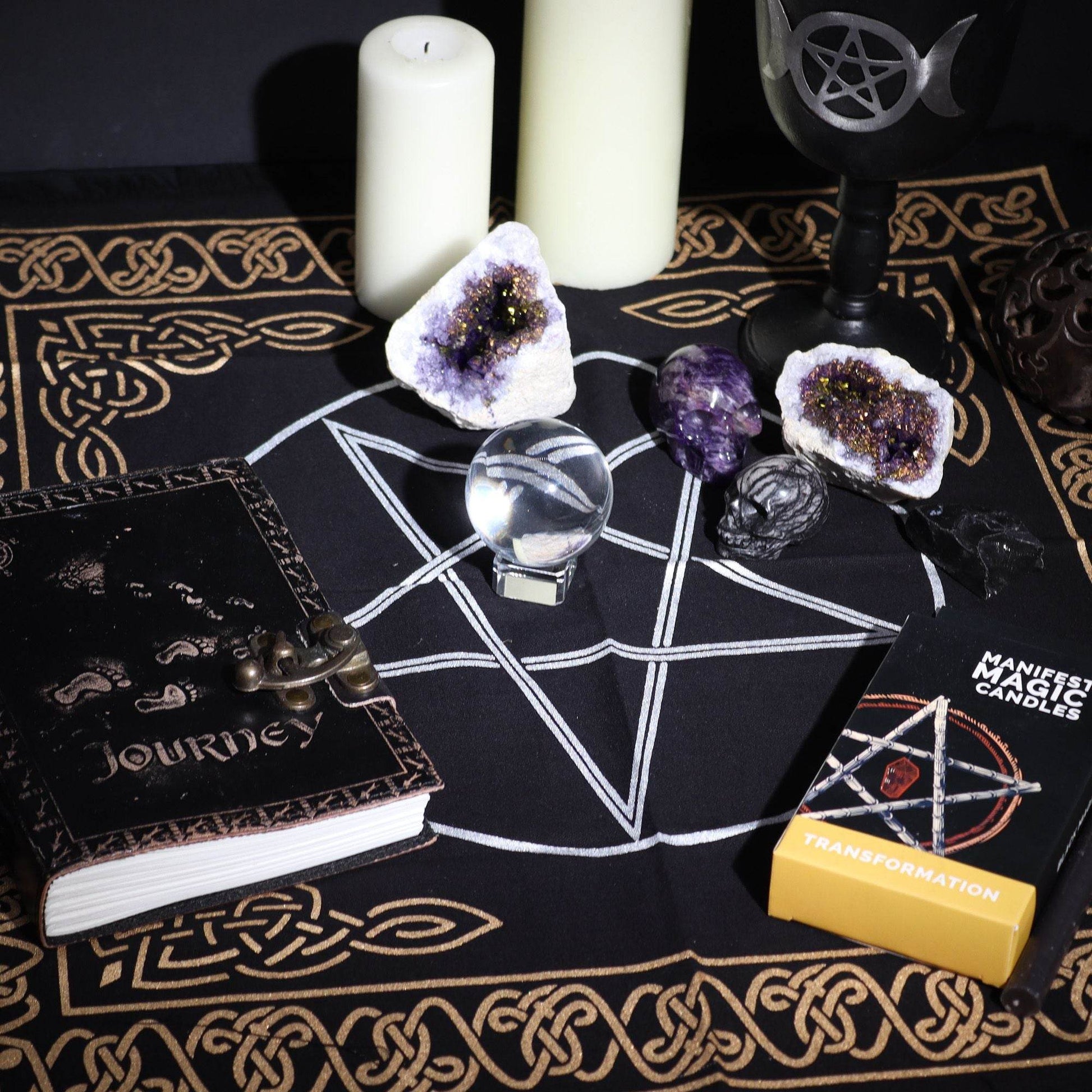 Esoterisches Altartuch mit Fransen - Pentagon - Esoteric Altar Cloth - Hauttempel