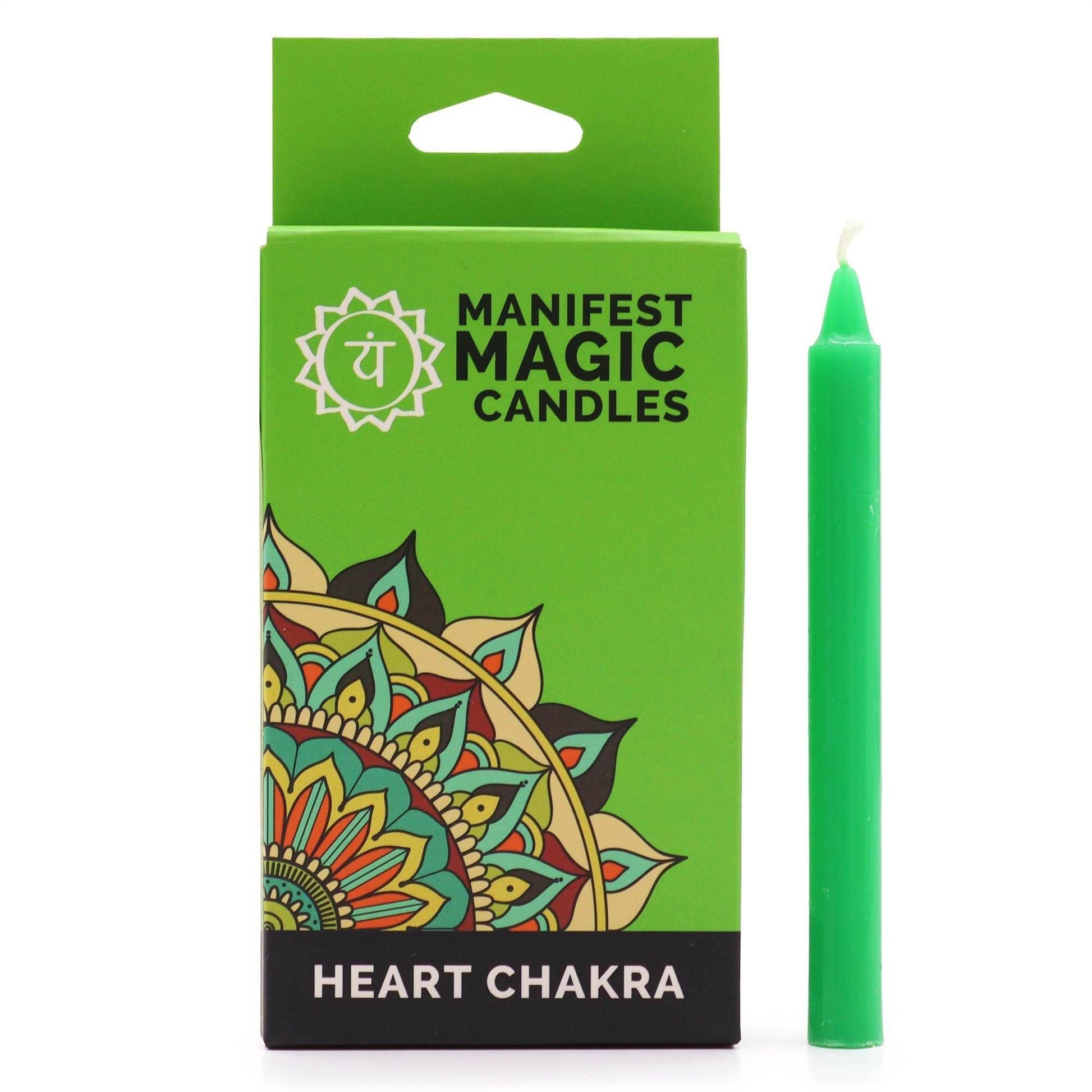 Herz-Chakra Manifestation Kerzen Grün (12-er Set) - Magic Candles for Manifestation - Hauttempel