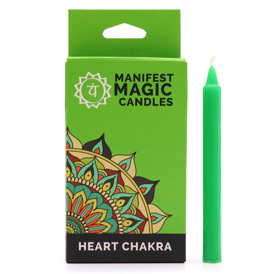 Herz-Chakra Manifestation Kerzen Grün (12-er Set) - Magic Candles for Manifestation - Hauttempel