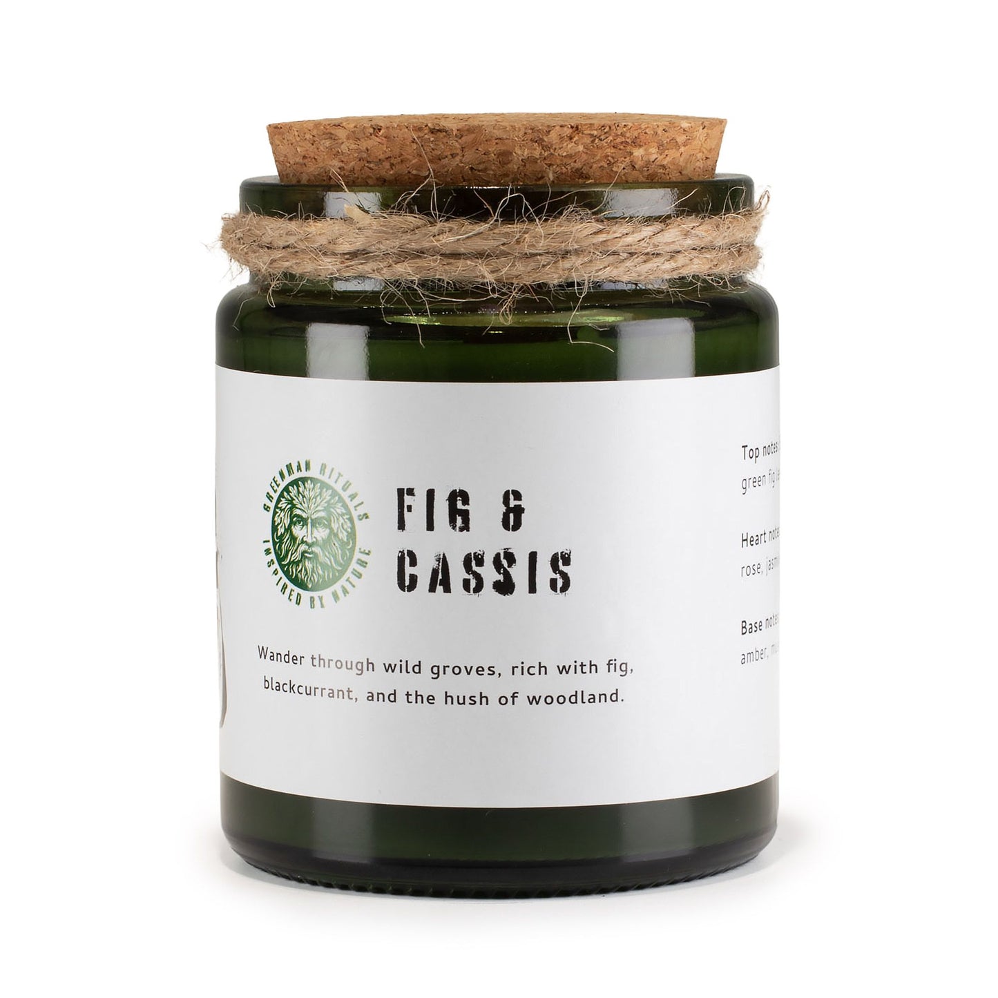 Greenman Woodwick Duftkerze Feige und Cassis – Glasbehälter mit Korkdeckel, Freisteller