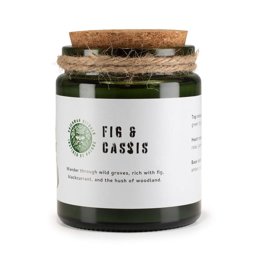 Greenman Woodwick Duftkerze Feige und Cassis – Glasbehälter mit Korkdeckel, Freisteller