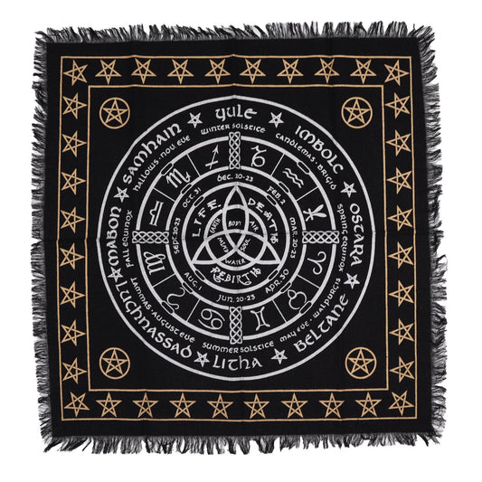 Esoterisches Altartuch mit Fransen - Leben, Tod & Wiedergeburt - Esoteric Altar Cloth - Hauttempel