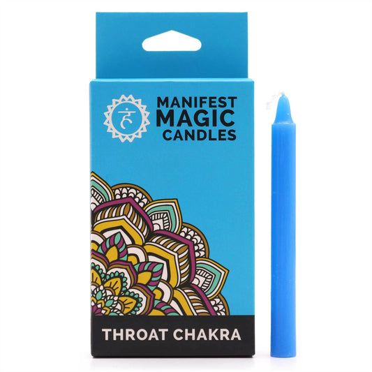 Hals-Chakra Manifestation Kerzen Hellblau (12-er Set) - Magic Candles for Manifestation - Hauttempel