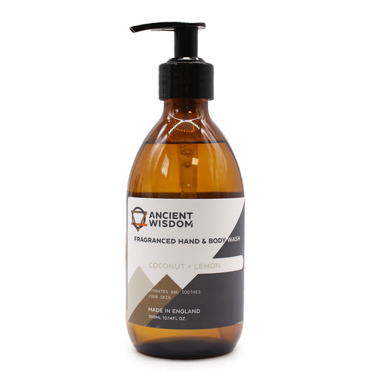Hand- & Duschgel Kokosnuss und Zitrone – Flasche frontal, Freisteller