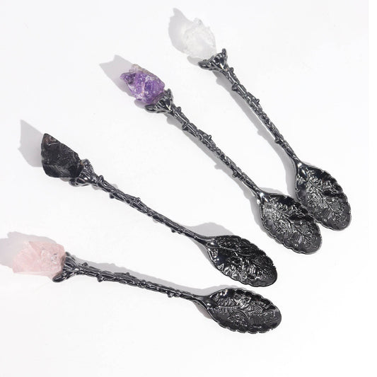 Set mit 7 Edelstein Hexenlöffeln -Silber-Finish - Löffel - Hauttempel