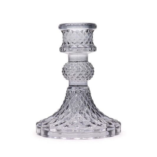 Vintage-Kerzenhalter für Dinnerkerzen aus Glas 2er-Set – Freisteller