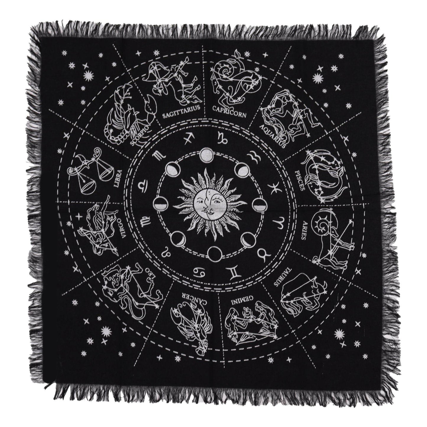 Esoterisches Altartuch mit Fransen - Horoskop - Esoteric Altar Cloth - Hauttempel