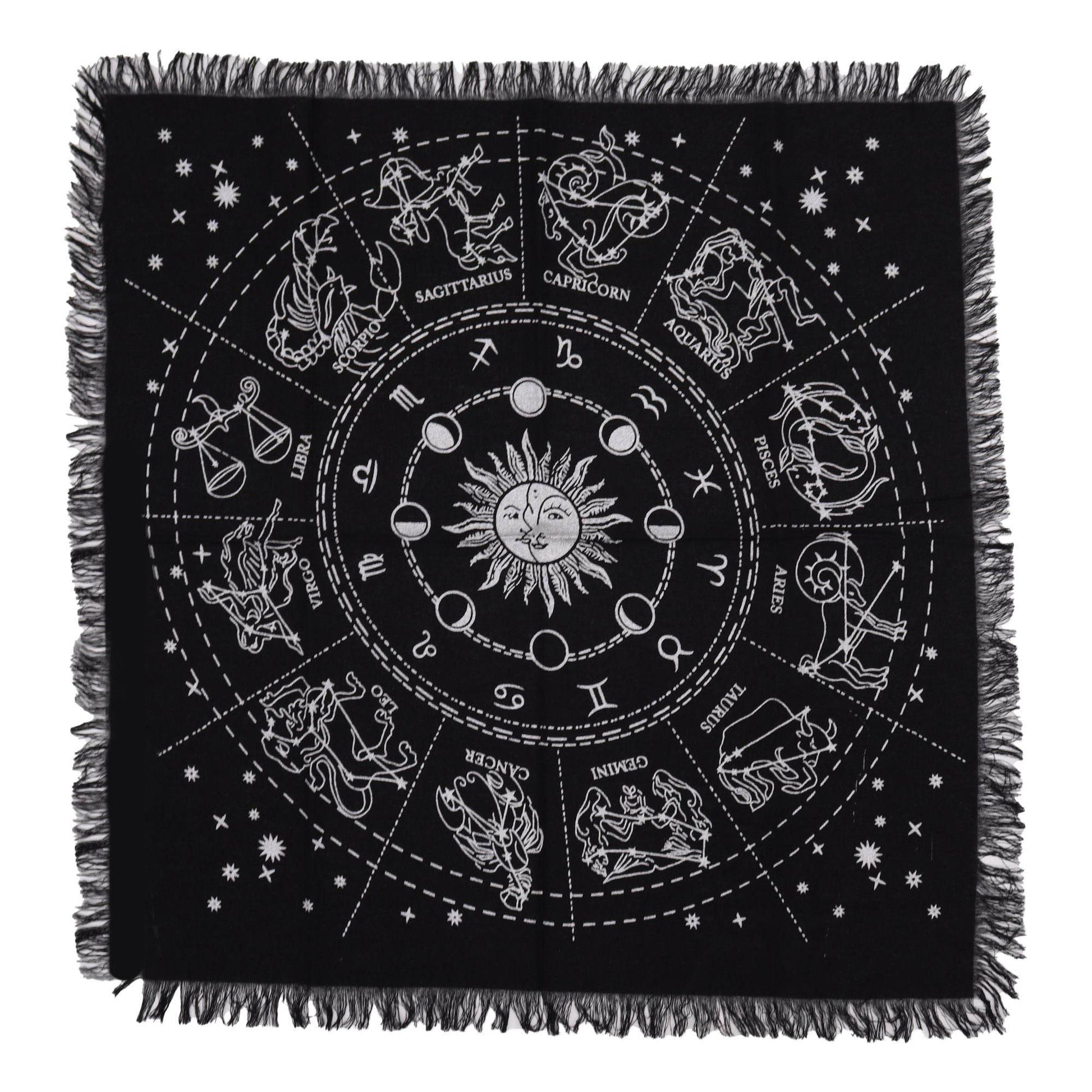 Esoterisches Altartuch mit Fransen - Horoskop - Esoteric Altar Cloth - Hauttempel