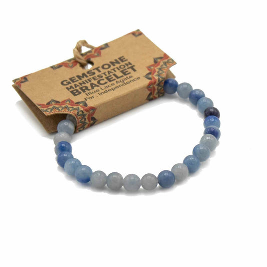 Blauer Spitzen Achat Manifestation Armband - Independence - Armschmuck - Hauttempel