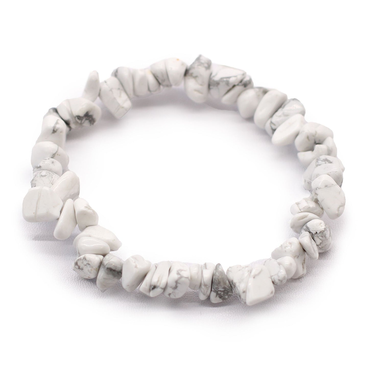 Edelsteinarmband Weißer Jaspis – weißes Perlenarmband, Freisteller