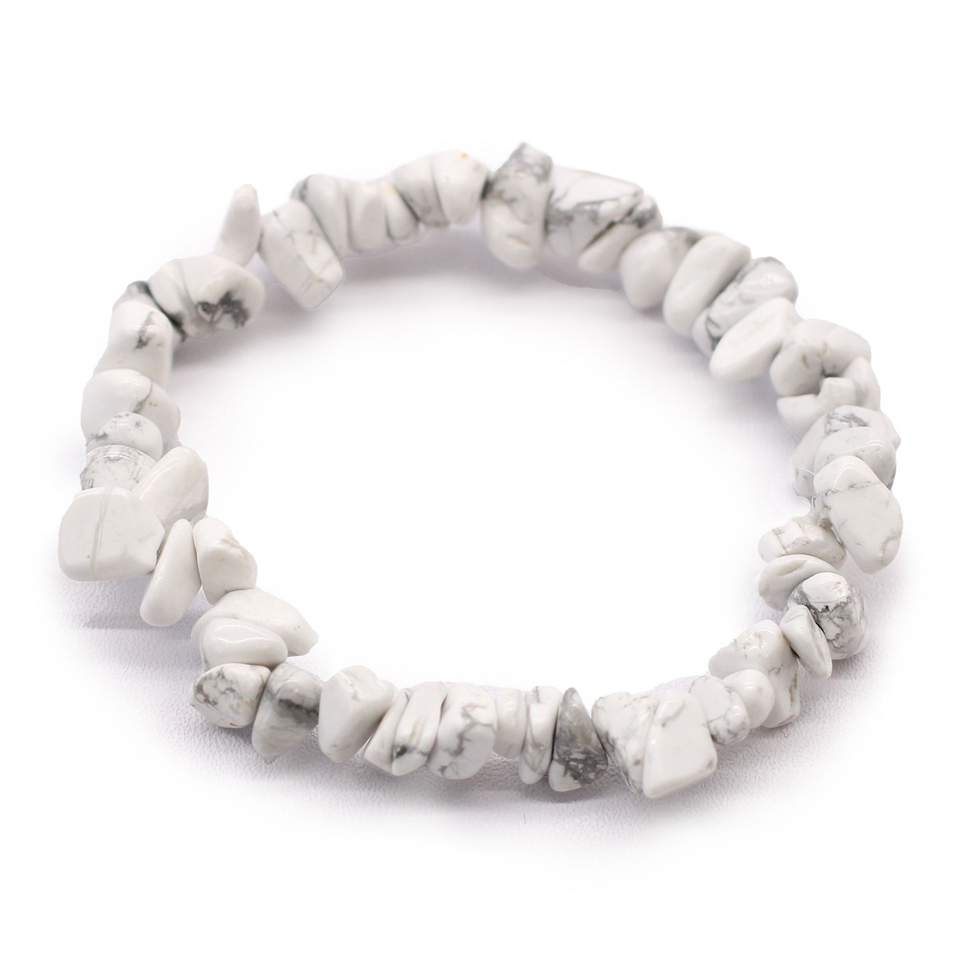 Edelsteinarmband Weißer Jaspis – weißes Perlenarmband, Freisteller