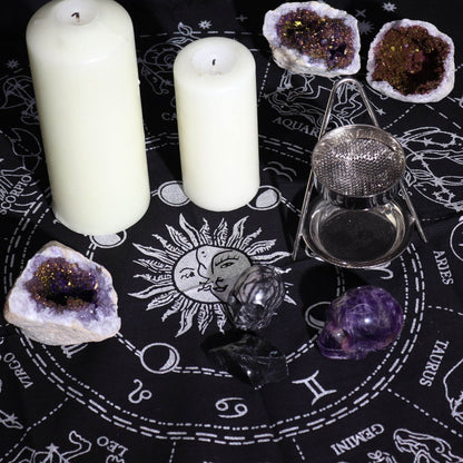 Esoterisches Altartuch mit Fransen - Horoskop - Esoteric Altar Cloth - Hauttempel