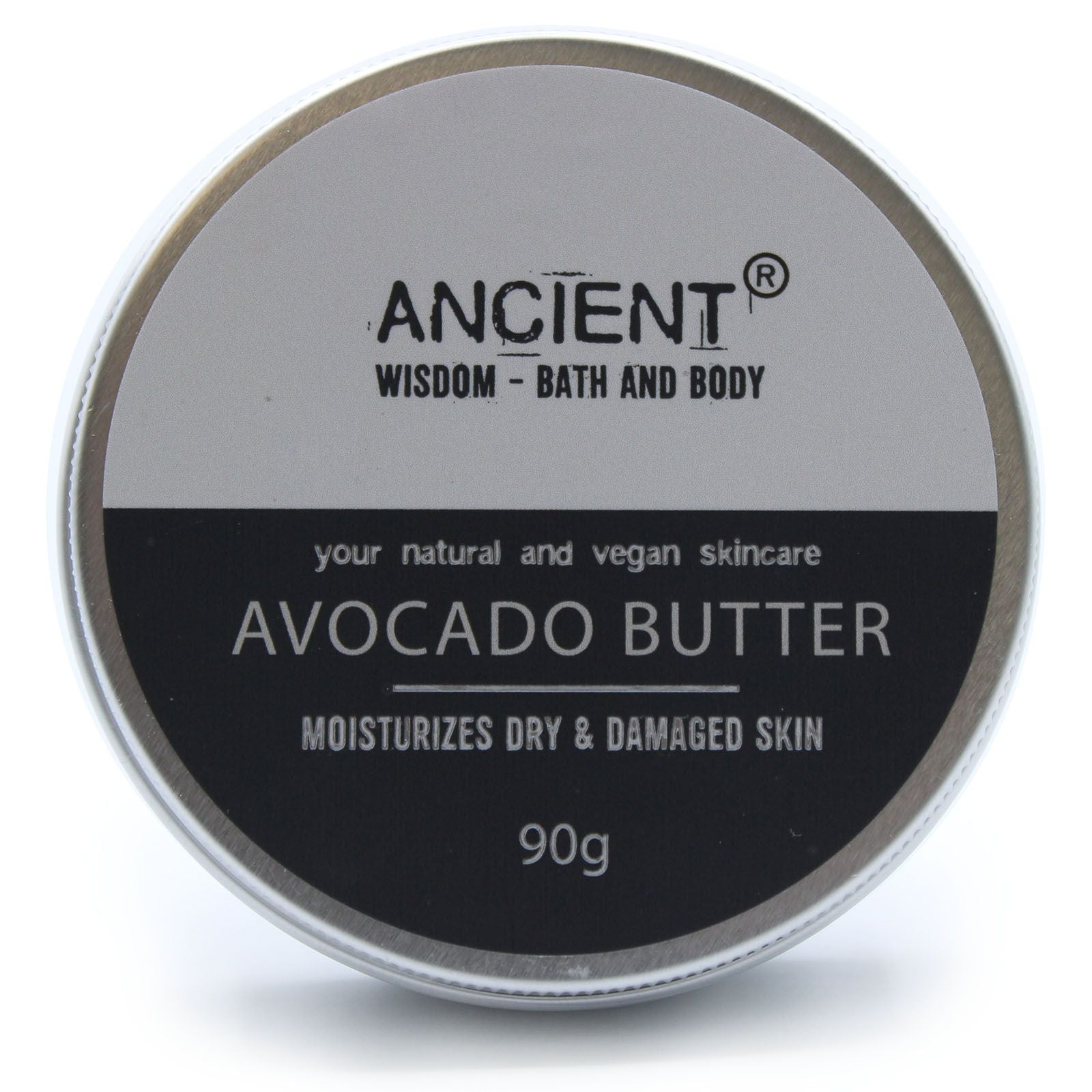 Körperbutter Avocado – Dose aufrecht, Frontansicht, Freisteller