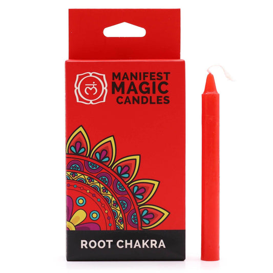 Wurzel Chakra Manifestation Kerzen Rot (12-er Set) - Magic Candles for Manifestation - Hauttempel