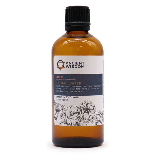 Rosenhydrolat Blütenwasser – Glasflasche frontal, Freisteller