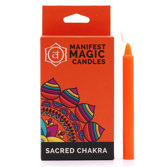 Sakral-Chakra Manifestation Kerzen Orange (12-er Set) - Magic Candles for Manifestation - Hauttempel