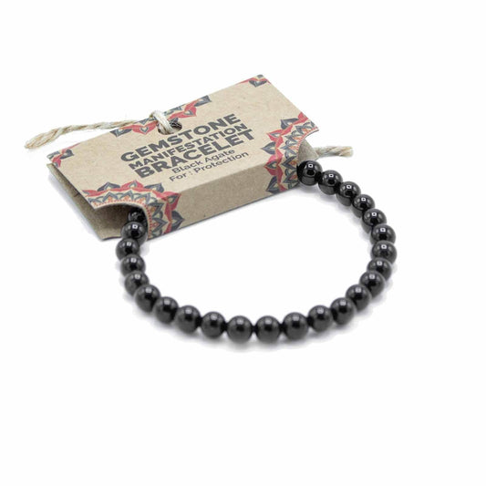 Schwarzer Achat Manifestation Armband - Protection - Armschmuck - Hauttempel
