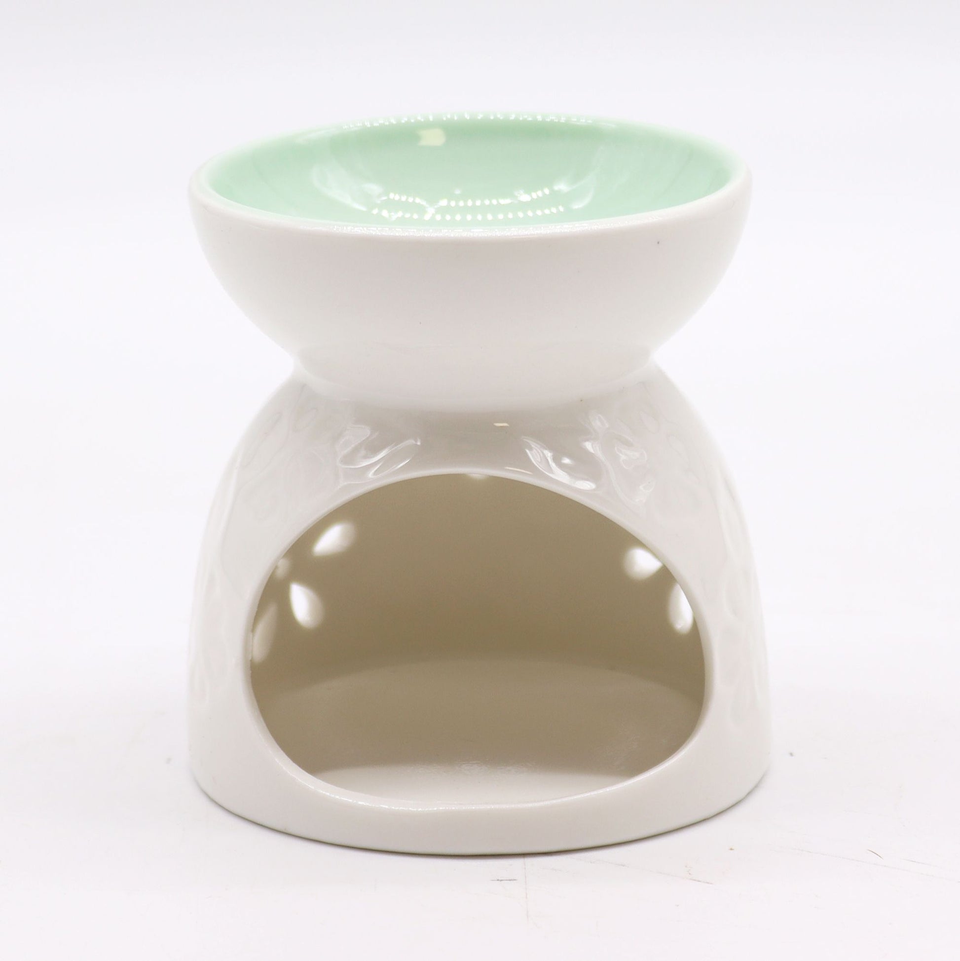 Keramik Duftlampe Floral – weiß, Rückansicht