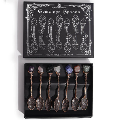 Set mit 7 Edelstein Hexenlöffeln -Bronze-Finish - Löffel - Hauttempel