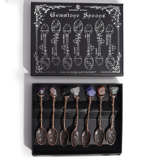 Set mit 7 Edelstein Hexenlöffeln -Bronze-Finish - Löffel - Hauttempel