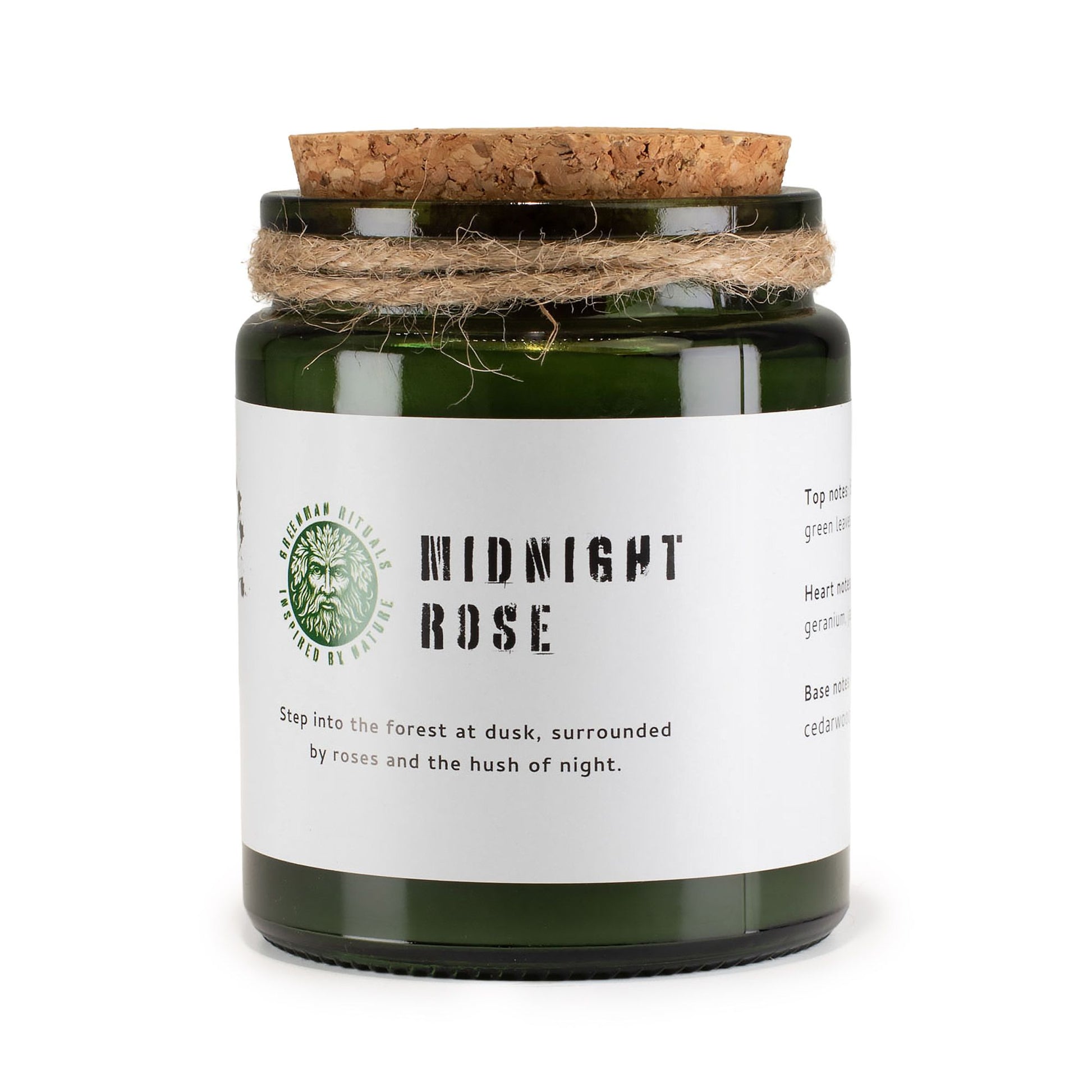 Greenman Woodwick Duftkerze Mitternachtsrose – Glasbehälter mit Korkdeckel, Freisteller