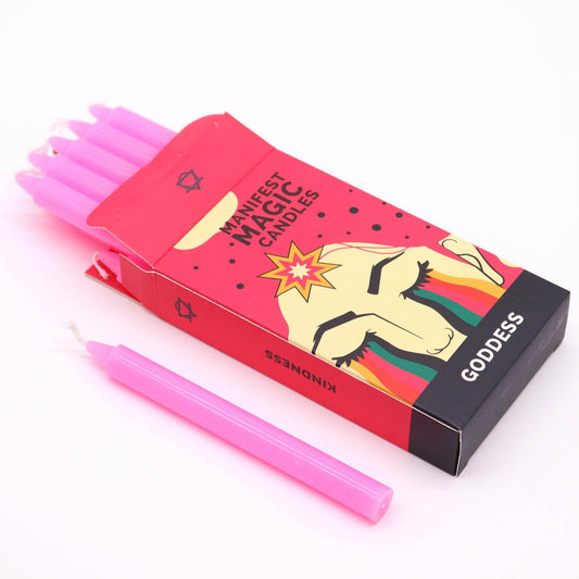 Göttin Manifestation Kerzen Pink (12-er Set) - Magic Candles for Manifestation - Hauttempel