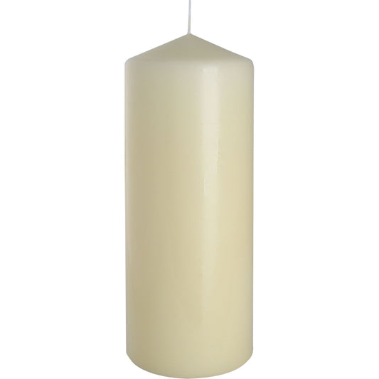 Cremefarbene Stumpenkerze 80 × 200 mm, Freisteller